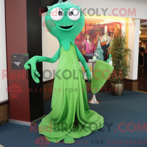 Green Squid mascot costume...