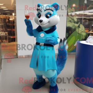 Blue Ferret mascot costume...