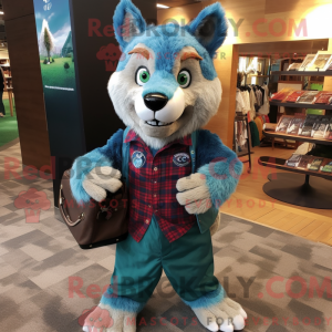 Teal Dingo mascot costume...