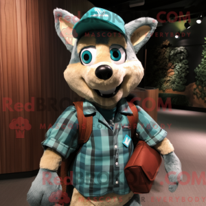 Teal Dingo mascot costume...