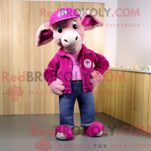Magenta Ram Maskottchen...