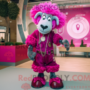 Magenta Ram maskot kostume...