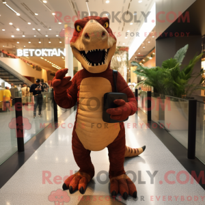 Brun T Rex maskot kostume...