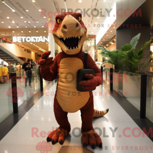 Brun T Rex maskot kostyme...