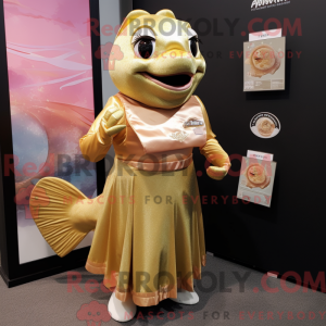 Gouden zalm mascottekostuum...