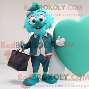 Teal Heart mascottekostuum...