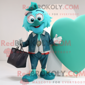 Teal Heart maskot kostume...