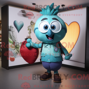 Teal Heart mascot costume...