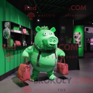 Green Pig mascot costume...