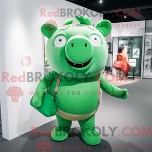 Green Pig mascot costume...