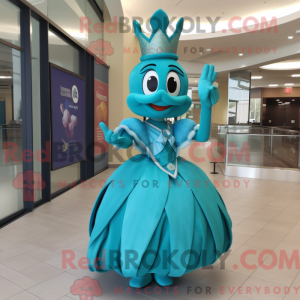 Teal Queen mascot costume...