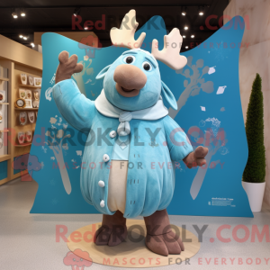 Sky Blue Elk mascot costume...
