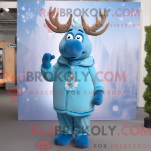 Sky Blue Elk mascot costume...