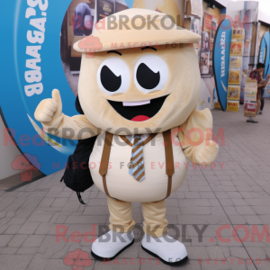 Beige Candy mascot costume...