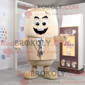 Beige Candy mascot costume...