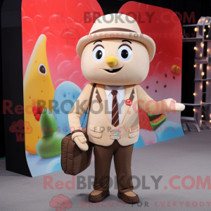 Beige Candy mascot costume...