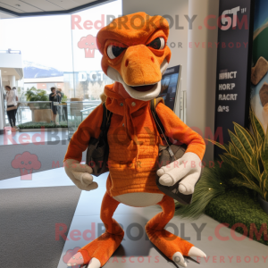 Orange Utahraptor mascot...