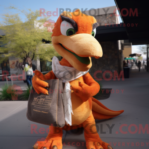 Orange Utahraptor maskot...