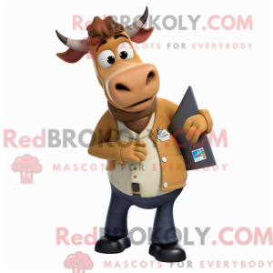 Tan Jersey Cow mascot...