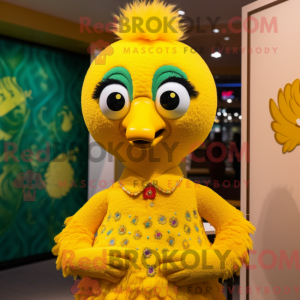 Gul påfuglmaskotkostyme...