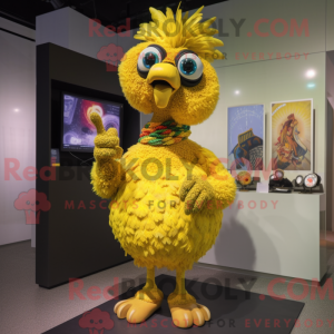 Gul påfugl maskot kostume...