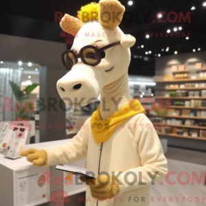 Cream Giraffe mascot...