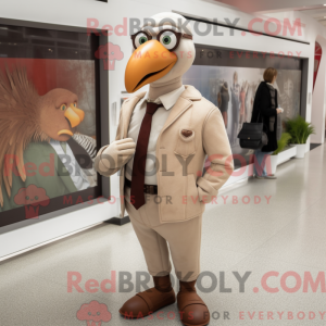 Beige Turkey mascot costume...