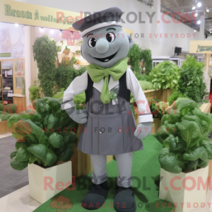 Gray Spinach mascot costume...