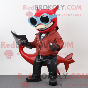 Rød sværdfisk maskot...