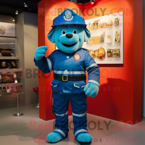 Blue Fire Fighter mascot...