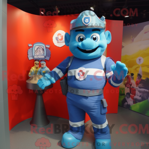 Blue Fire Fighter mascot...