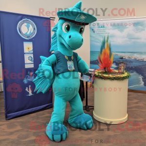 Teal Sea Horse mascot...