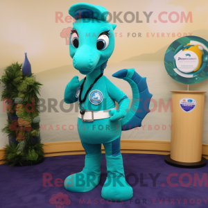 Teal Sea Horse mascot...