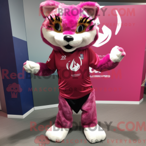 Magenta Lynx maskot kostume...
