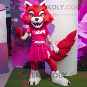 Magenta Lynx mascot costume...