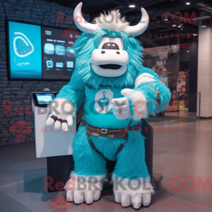 Cyan Yak mascot costume...