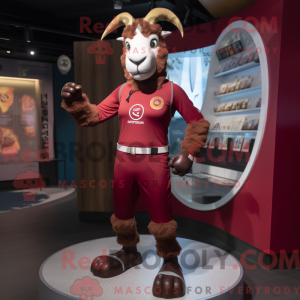 Maroon Goat mascot costume...