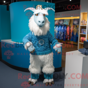 Cyan Angora Goat mascot...