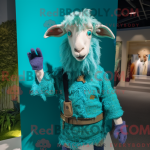 Cyan Angora Goat maskot...