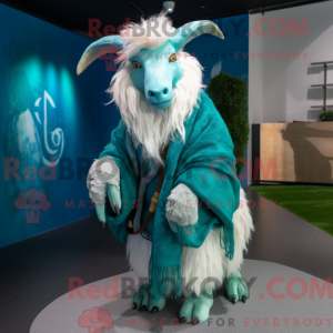 Cyan Angora Goat maskot...
