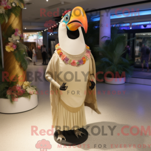 Beige Toucan mascot costume...