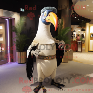 Beige Toucan maskot kostume...