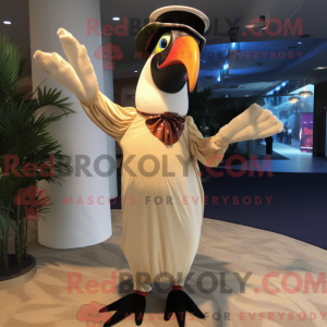 Beige Toucan mascot costume...