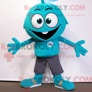 Teal Spider mascot costume...