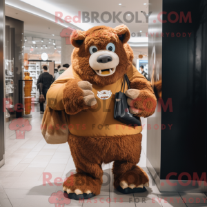 Brun Bison maskot kostume...