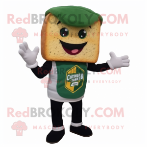 Forest Green Grilled Cheese Sandwich mascot costume character dressed with a Chambray Shirt and Beanies