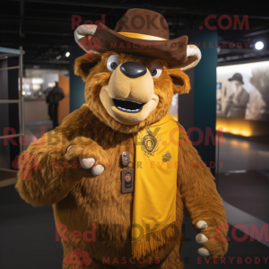 Gold Bison mascot costume...