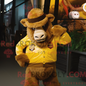 Gold Bison maskot kostyme...