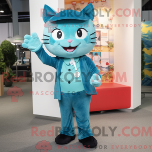 Cyan Cat Maskottchen Kostüm...