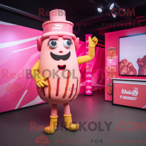 Roze friet mascottekostuum...